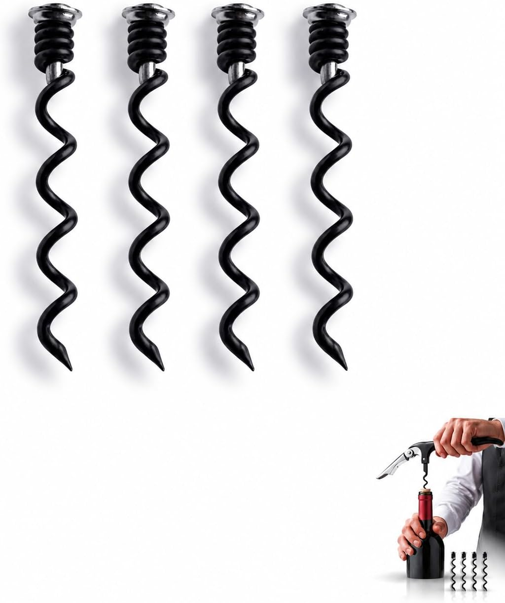 Alipis Replacement Metal Corkscrew Spiral Bit 4-Pack Wine Opener Spiral Worms for Manual Corkscrew Repair Kit Bar Wine Tool Accessories