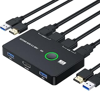 USB 3.0 Switch Selector KVM Switcher Adapter USB3.0 HDMI2.0-compatible Switch Box For PC Scanner Printer One Button USB 3.0 Switch Selector KVM Switcher Adapter USB3.0 HDMI2.0-compatible Switch Box PC