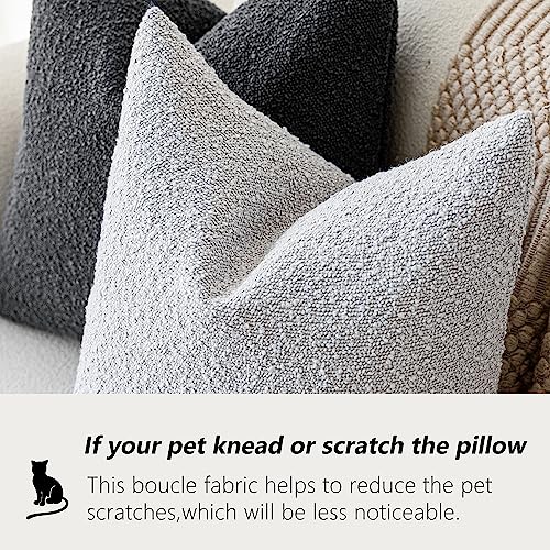 Image of Foindtower Pack of 2 Textured Boucle Throw Pillow Covers Accent Solid Decorative Pillow Cases Cozy Woven Couch Cushion Case for Chair Sofa Bedroom Living Room Home Decor, 18 x 18 Inch,Light Grey