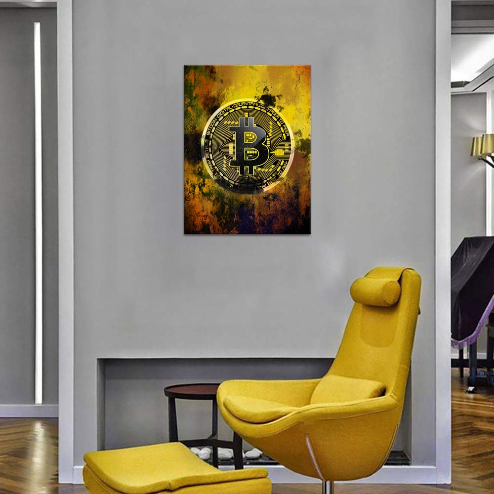 Amazon.com: Bitcoin Wall Art - Hodl Crypto Motivational Canvas Print,  Framed Blockchain Quotes Decor for Office Bedroom, Wooden Frame Ready to  Hang (18