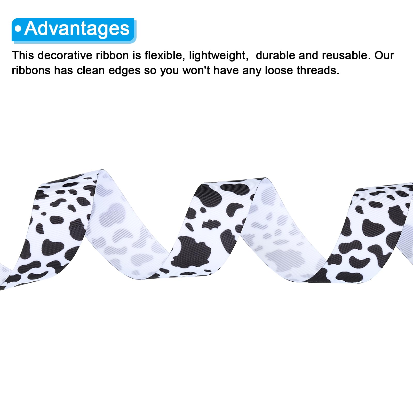 PATIKIL 10 Yards Ribbon for Gift Wrapping 1pcs 38mm(1 1/2 Inch) Cow Print Ribbons for Crafts Thin Ribbon for Wedding Decoration Gifts Home Coming-Mum Hat Bow - Image 3