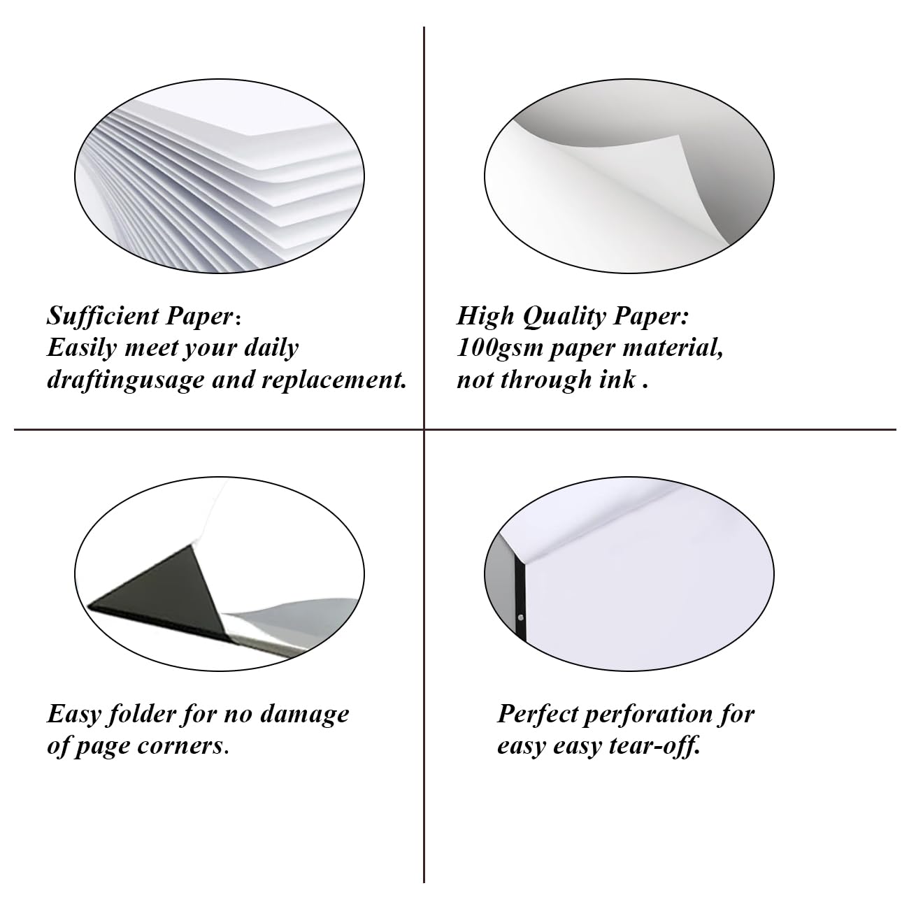 Blocco note grande in carta bianca, 55,9 x 43,2 cm, 50 fogli/100 pagine