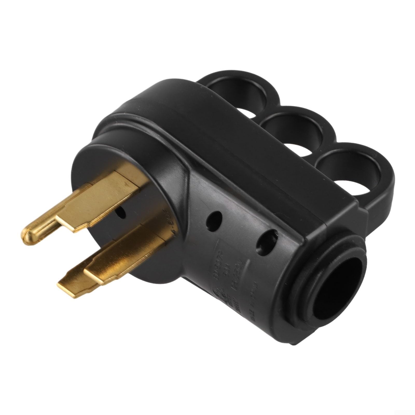 DAZZLEEX 50 Amp RV macho o hembra 125/250 V, repuesto resistente para caravana, furgoneta, remolque con mango de nailon negro o verde (negro-macho)