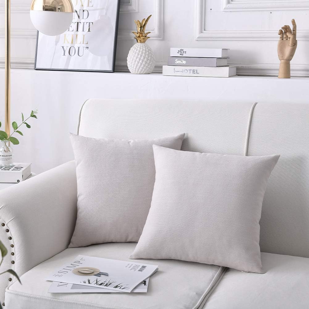 ALBAD Pillow Covers 20 x 20 Inch Sets of 2 French Gray Decorative Square Throw Pillow Cover Cushion Case Sofa Durable Modern Stylish Linen Throw Cushion Covers Hidden Zipper