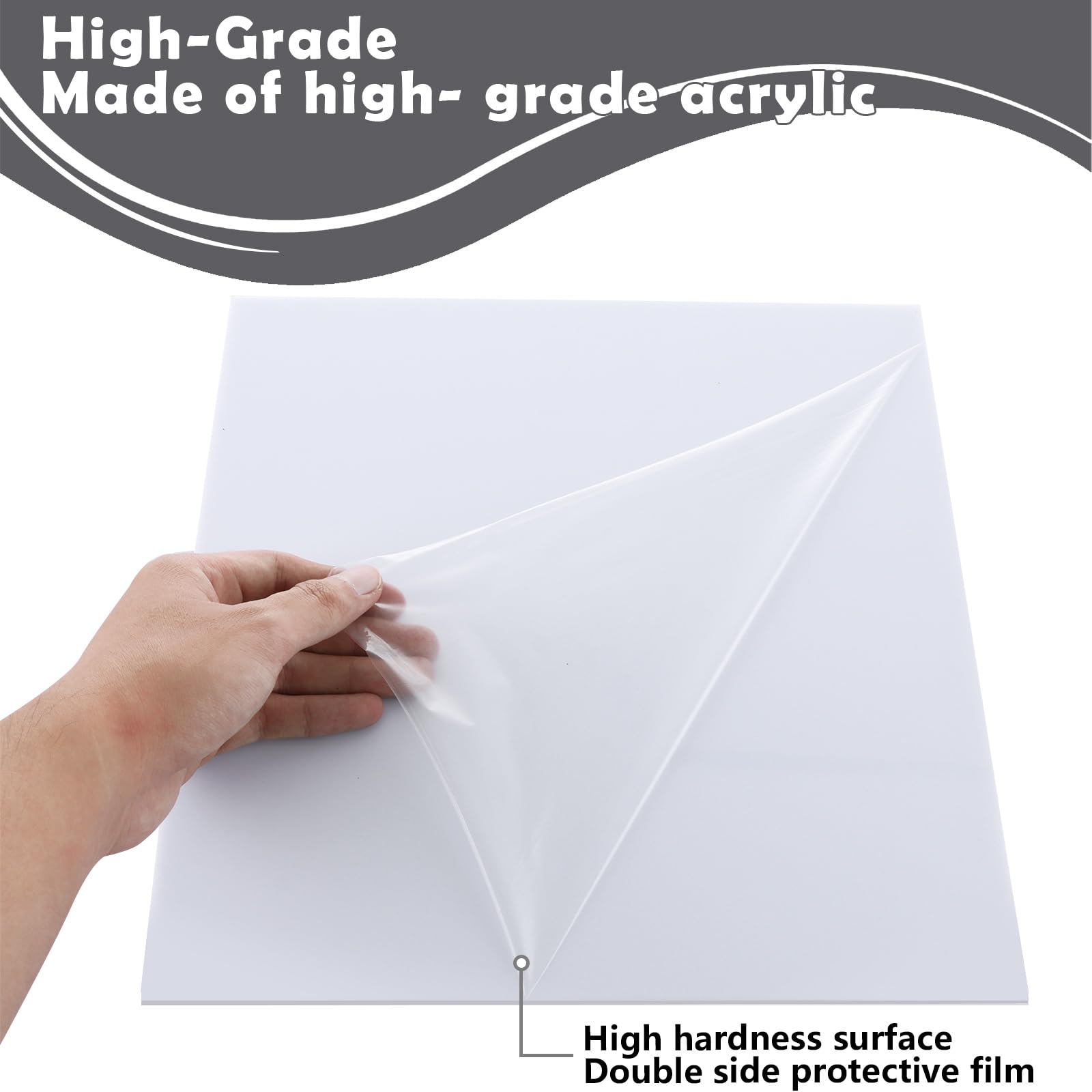Lot de 6 feuilles acryliques blanches de 3 mm, 30 x 30 cm, feuilles en plastique blanc brillant à découper pour maquettes, projets d'art et d'artisanat