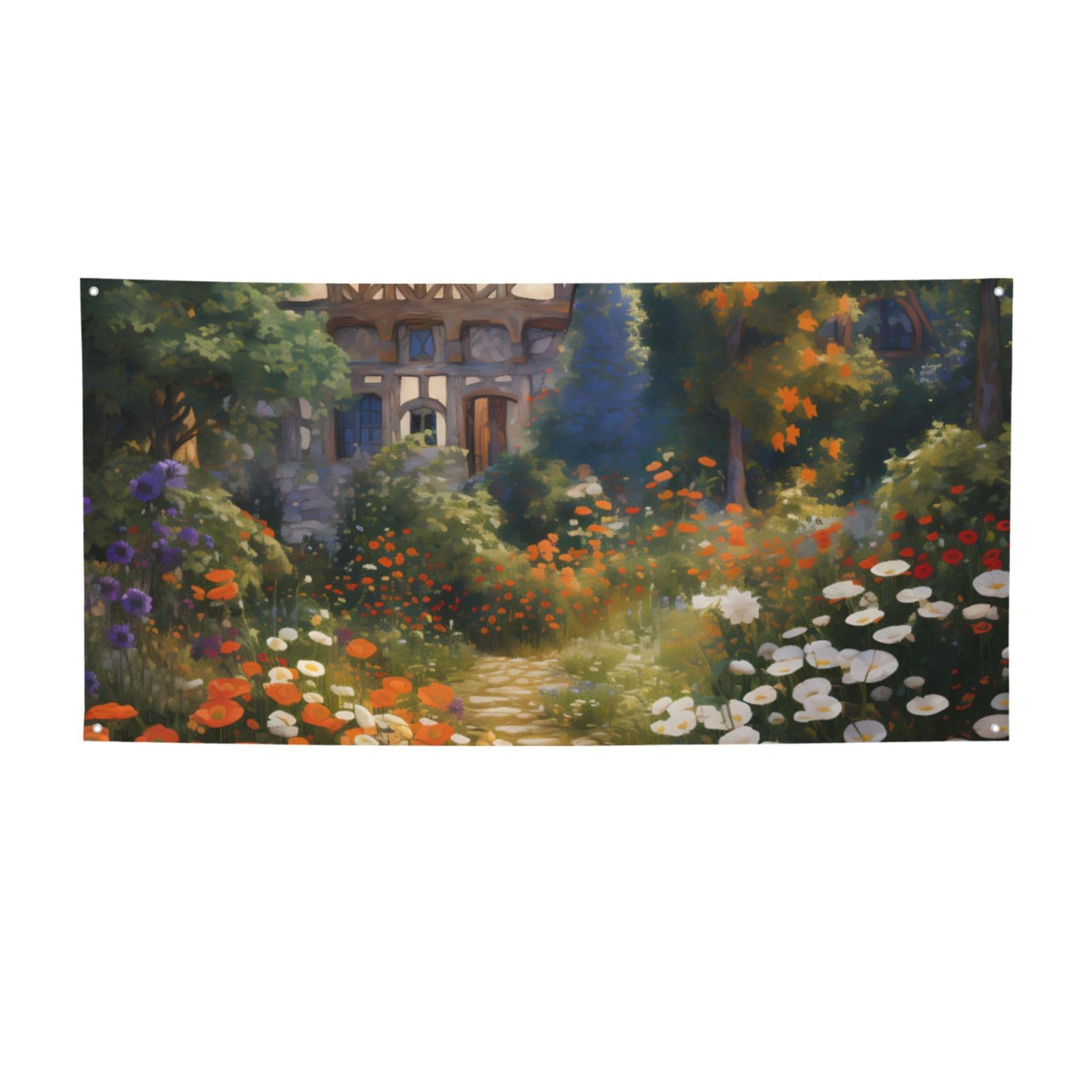 Welcome Banner Cottage Garden Party Flag Photography Backdrop Birthday Background Wall Decor Sign 71 x 35 Inch Photo Props Banner and Sign Flag for Fence Garden Indoor Outdoor Decor Medium