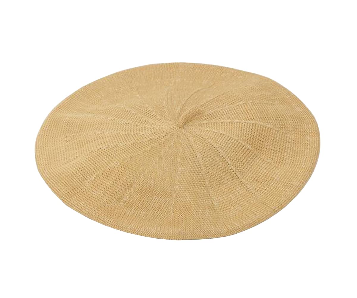JOYHY Women's Summer Knitted Breathable Elastic Closure French Beret Hat Champagne
