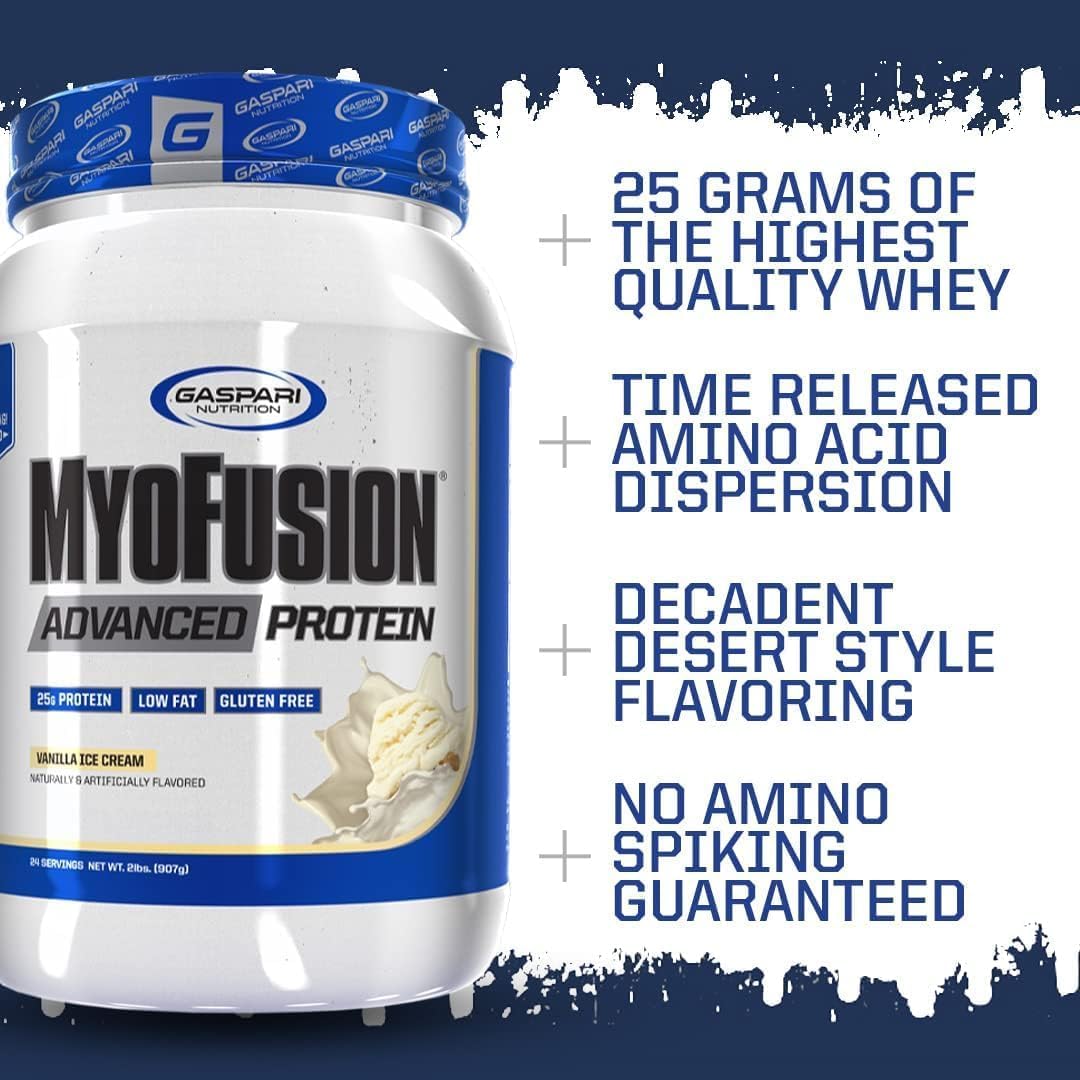Gaspari Nutrition Myofusion Advanced Protein, Protein Blend with Whey Protein, Casein Protein and Isolate Protein, Low Fat and Gluten Free (Chocolate Peanut Butter Crunch, 2 Pound)