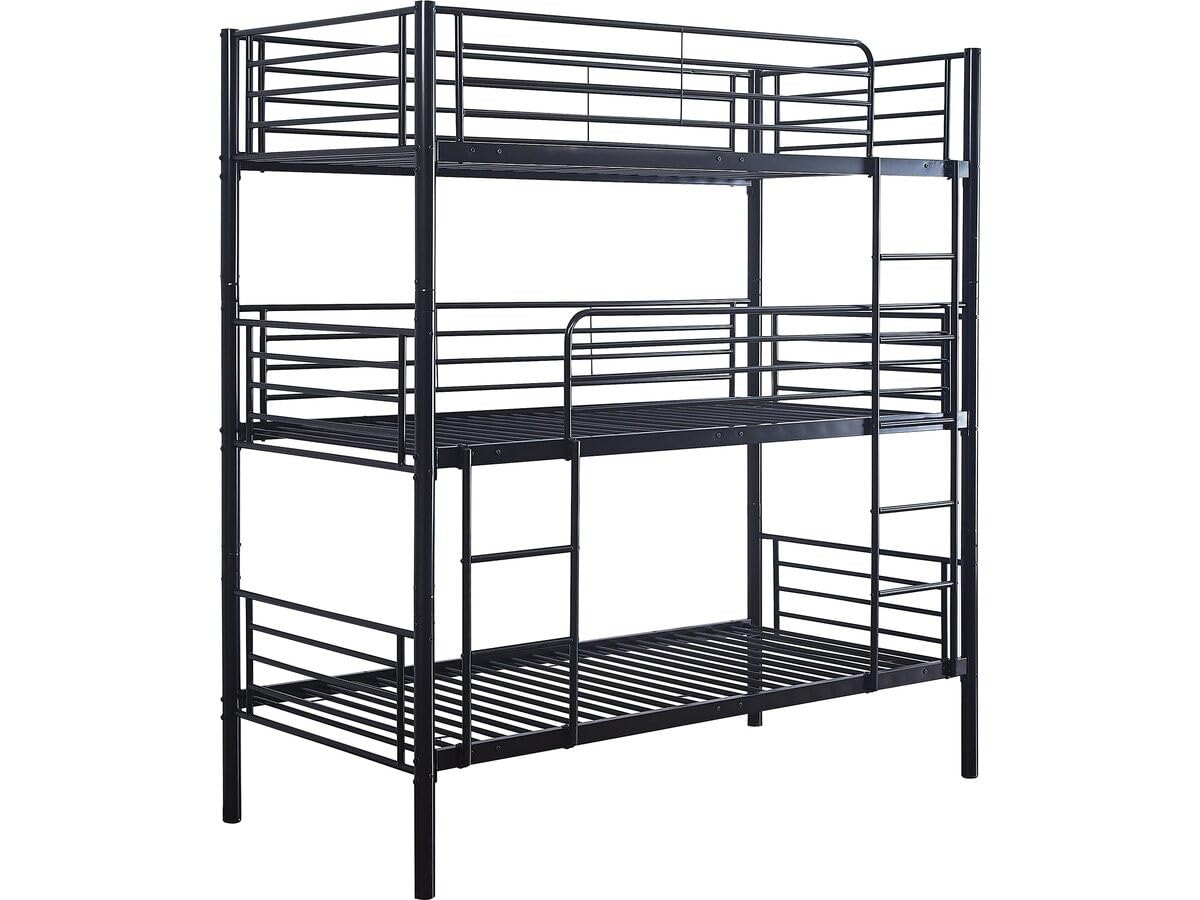 Habitat et Jardin Lit superposé en métal Triple Havin - 90 x 190 cm - Noir