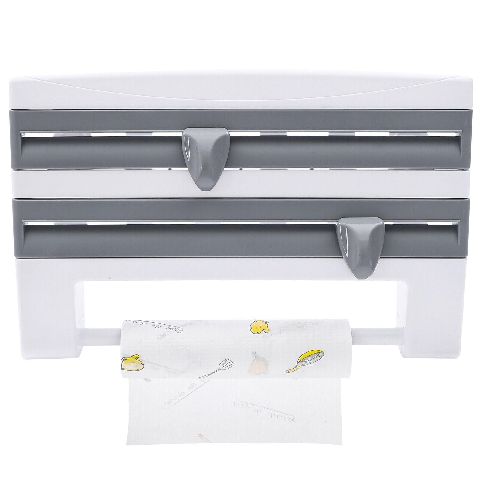 Porta rotolo di carta 4 in 1, da parete, da cucina, da parete, in alluminio, 39 x 10 x 24 cm, grigio, per asciugamani di carta da 11 pollici