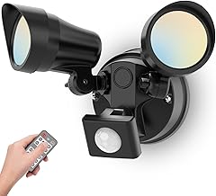 ALUSSO LIGHTING LED Strahler mit Bewegungsmelder Außen, 25W 2000lm mit Fernbedienung, 3CCT 3000K-6500K Außenstrahler Dimmbar, IP65 Wasserdicht Doppel Wandleuchte für Garten, Patio, Garage