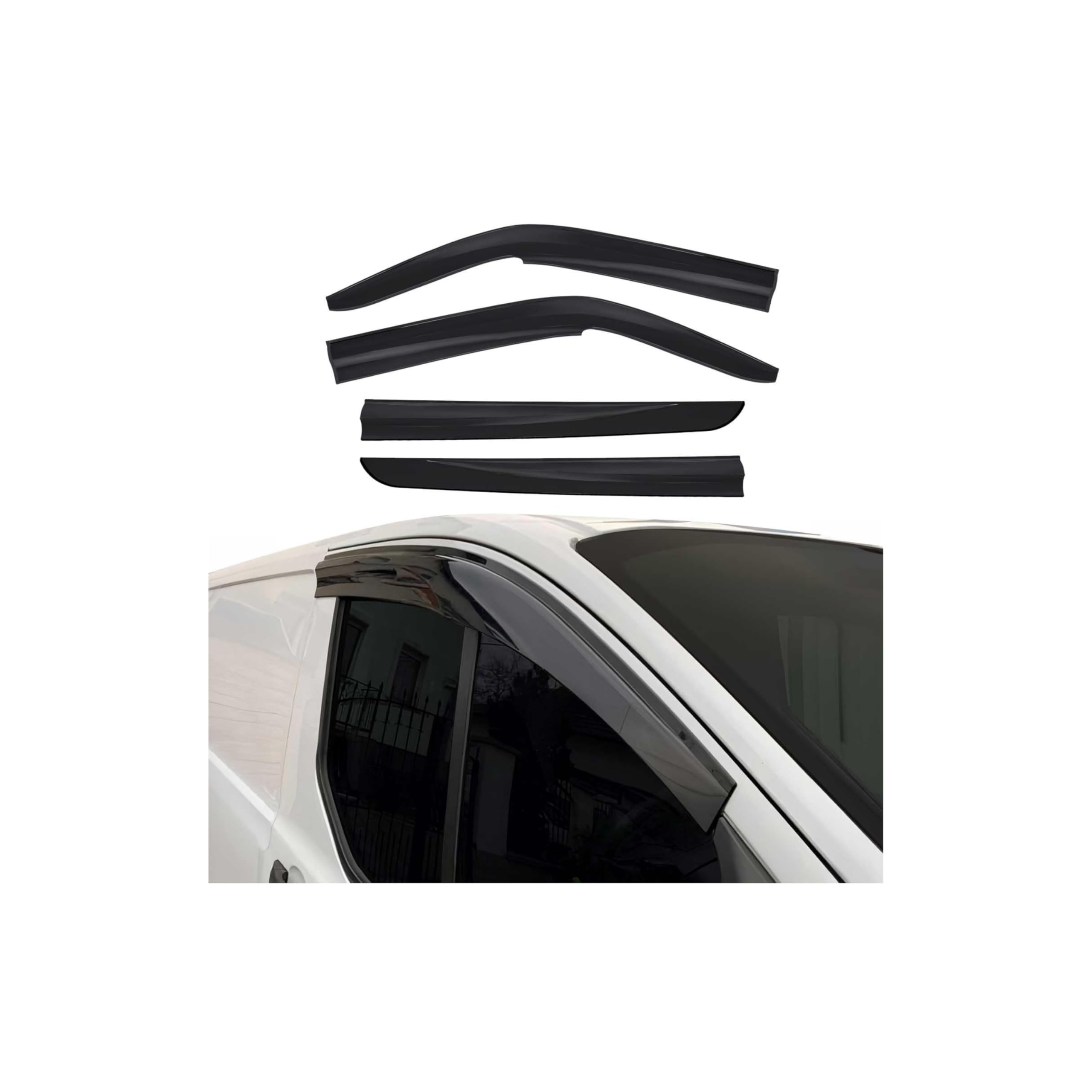 OMAC Deflectores Aire Regenabweiser Compatible con VW T5 T6 Transporter 2003-2024 Negro 4X