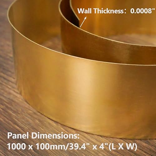 Miniatura 28 de Feelers Rollo de chapa de latón de metal de cobre, calibre 32 x 0.4 x 40 pulgadas, placa de latón de alta dureza, tira de latón de corte libre