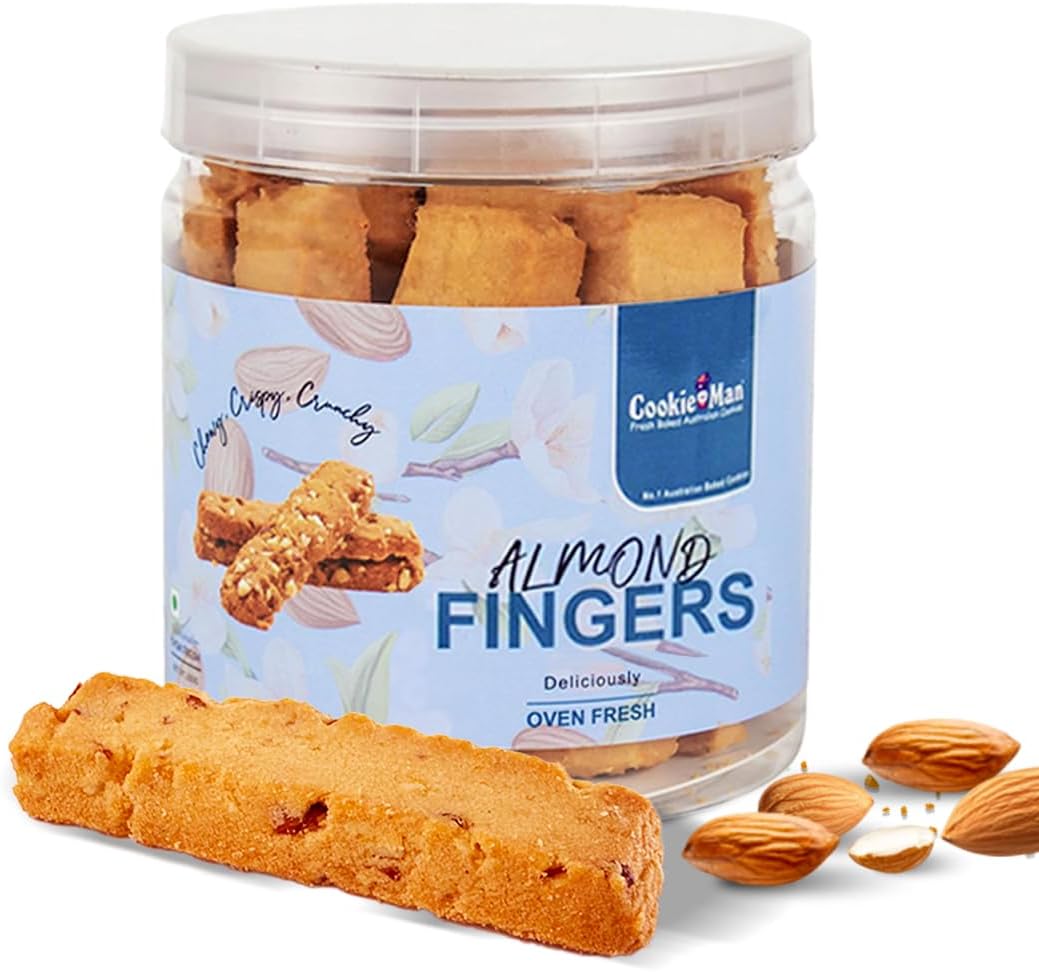 Almond Fingers – 250g | Crunchy & Buttery Almond Biscuit Sticks, Baked to Perfection | Delicious Tea-Time Snack, Ideal for Gifting & Anytime Indulgence