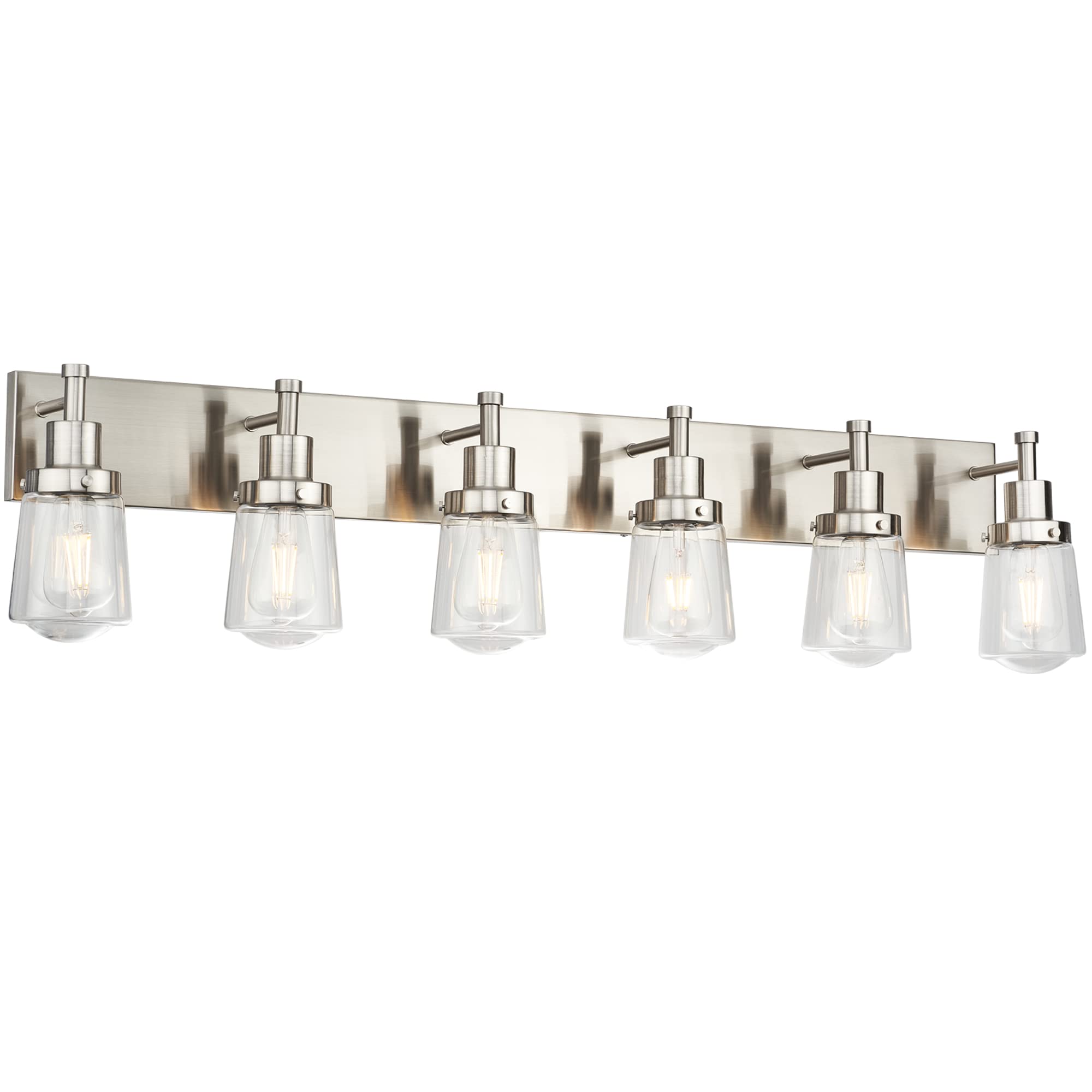 Yaohong Bathroom Vanity Light in Satin Nickel with Clear Glass Shades 6 ...