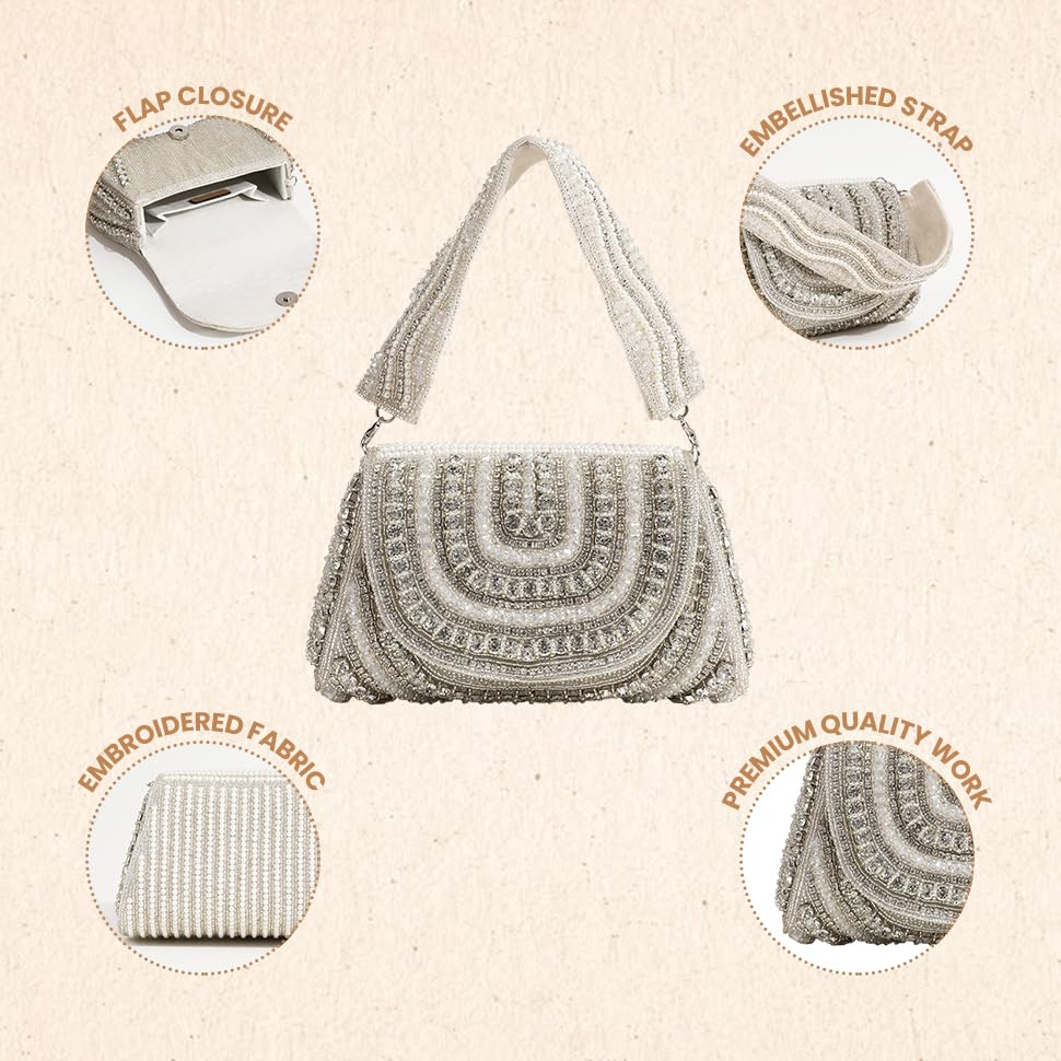 Image of THE TAN CLAN Chloe Flap Over Clutches for women Purses Luxury Evening Handbags for Women- Elegant Evening Handbag, Perfect for Weddings, Parties, and Special Occasions