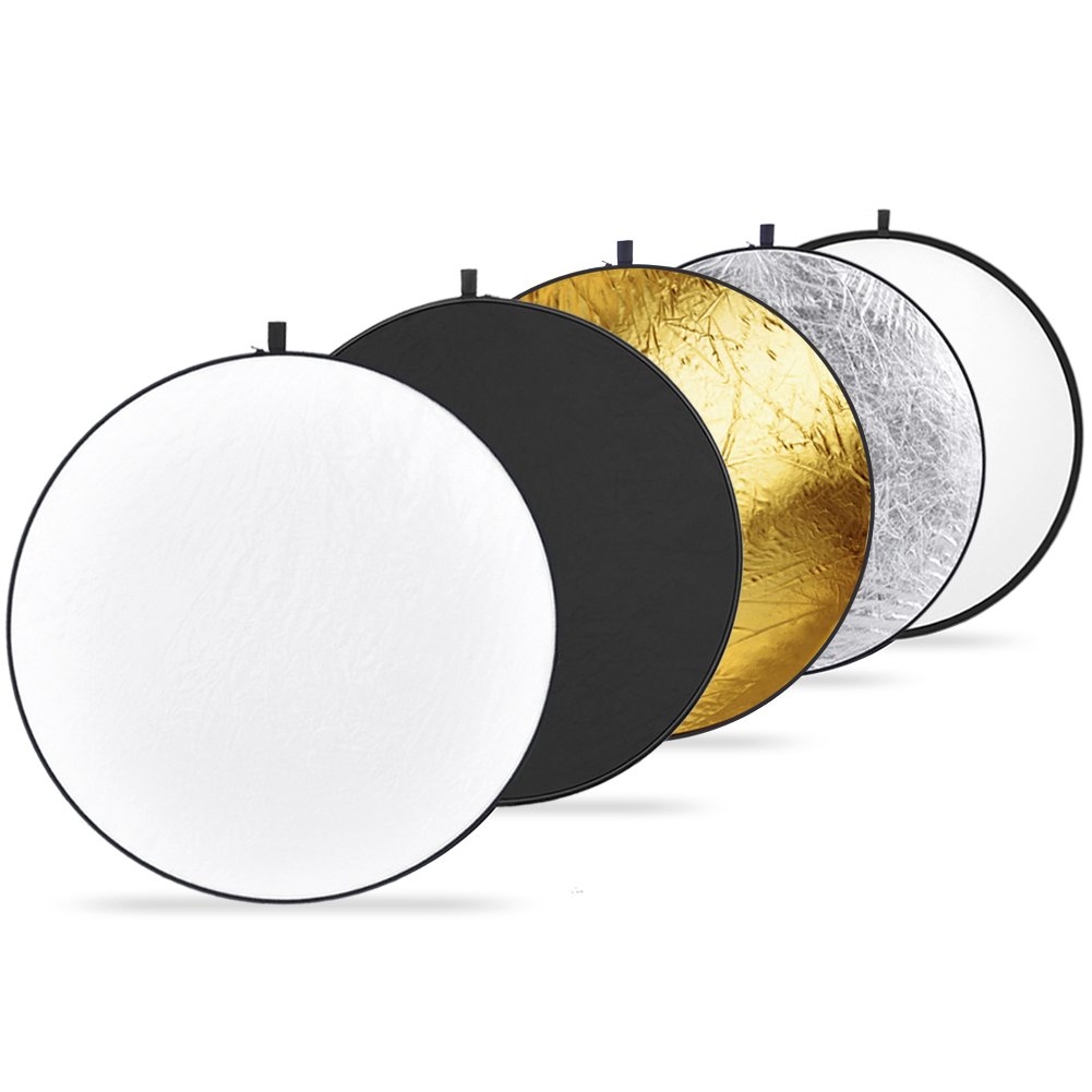 Neewer Photographic Lighting Reflector Disc With Bag - Translucent, Silver, Gold, White, and Black - 43-inch / 110cm