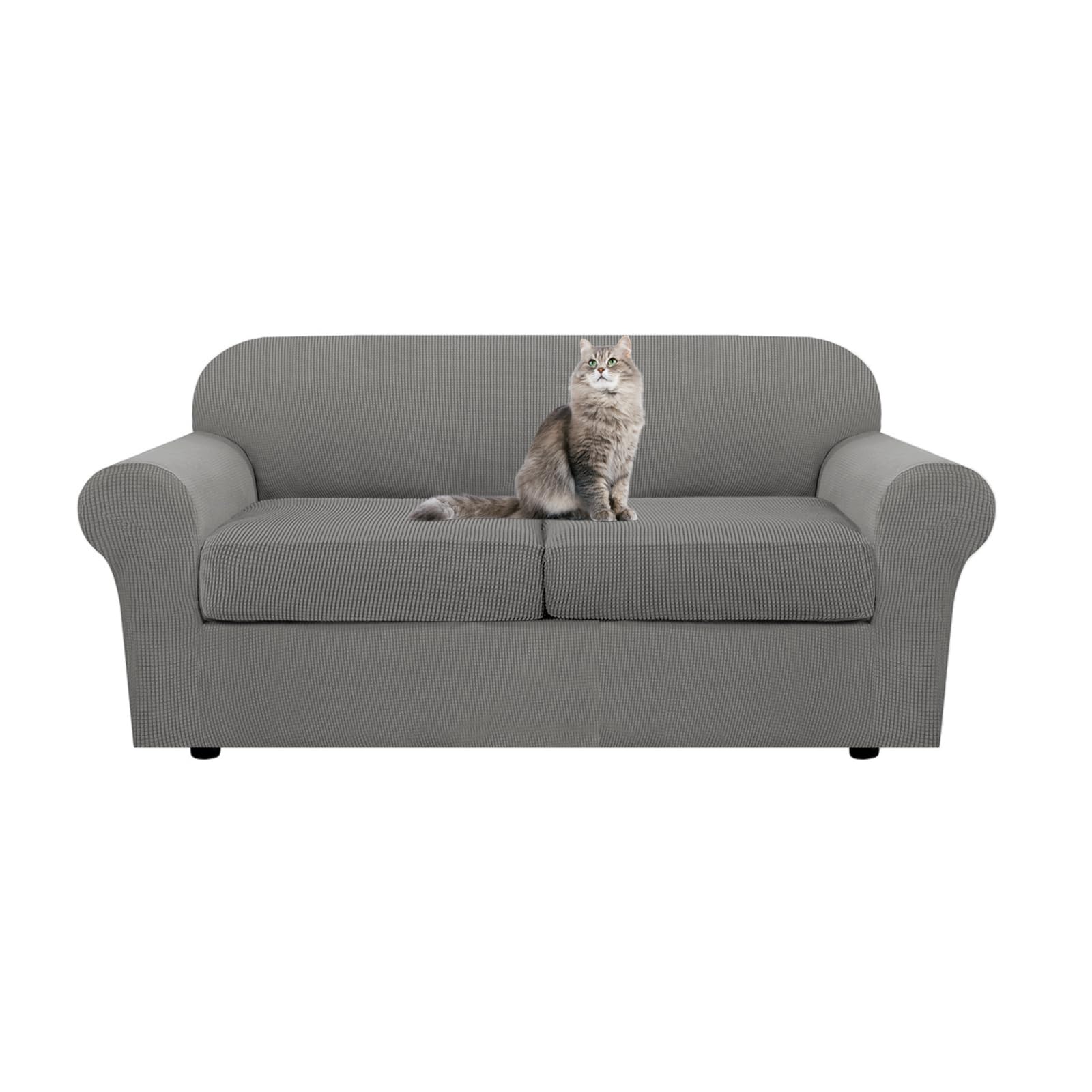SYLC Ektorp Sofa Cover with Seat Cushions Covers and Backrests Covers Sofa Covers Stylish Stretch Jacquard Couch Slipcover Protector (Palegrey,Love+2 Seats)
