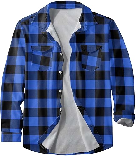 Under Shirt - Camisa de manga larga para hombre para otoño e invierno cálida a la moda casual a cuadros con solapa sin hebilla de capucha