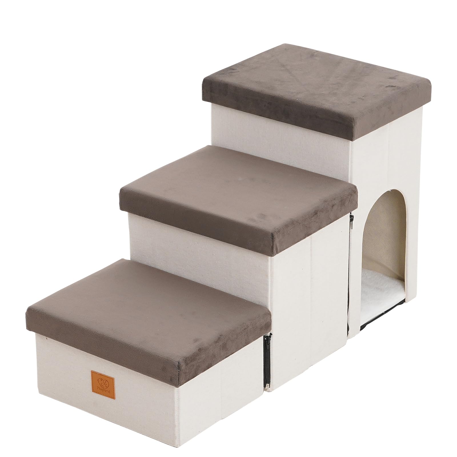 Escalera Plegable para Mascotas, Altura 44 cm, Antideslizante con Almacenamiento, Ideal para Perros Pequeños y Gatos Mayores, Uso para Cama