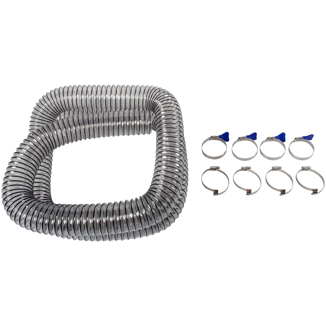 Cen-Tec Systems Clear 97712 63Mm X 3M Polyurethane Wire Support Hose With Clamps For Dust Extraction And Chip Collection