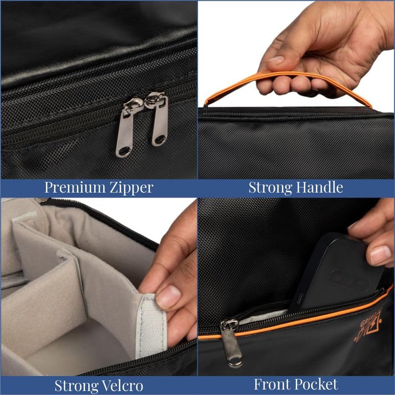 Image of HomeStrap Tech Organizer Case for Electronics Accessories | Storage Pouch for Chargers, Cables, Power Banks, SD Cards & Earphones | Waterproof & Travel-Friendly Gadget Bag - Black, Large