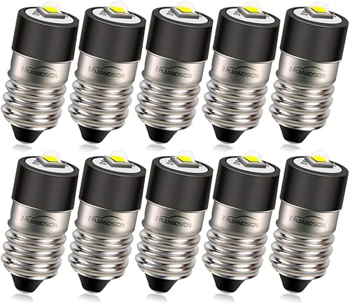 Miniatura 8 de Ruiandsion Bombillas LED E10 de 1 a 9 V con indicador de tornillo en miniatura para faros, linternas, luces de trabajo de bicicleta, lámpara de