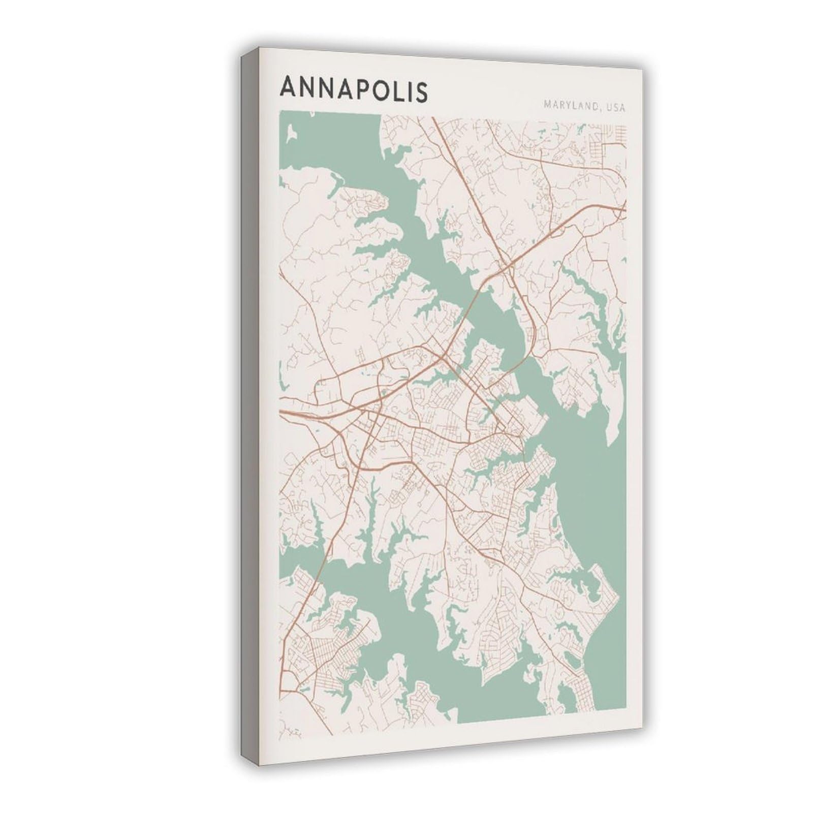 HEYANM Annapolis Map Poster Annapolis Print Poster Wall Art Maryland Travel Gift Minimalist Art Canvas Poster Bedroom Office Room Decor Gift Frame 20x30inch