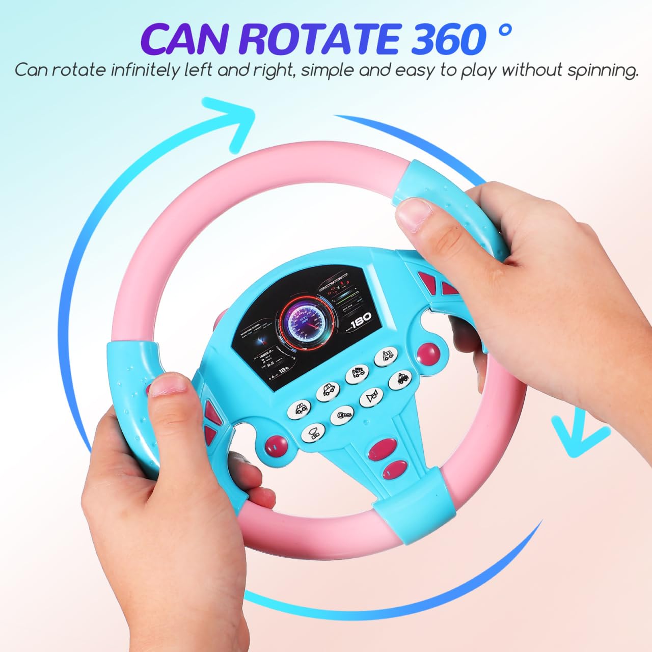 Toyvian Kinder Lenkrad Spielzeug mit Licht Sound – 2er Set Interaktives Fahrspielzeug Rücksitz Lernspielzeug für Kleinkinder zur Beschäftigung auf Autofahrten