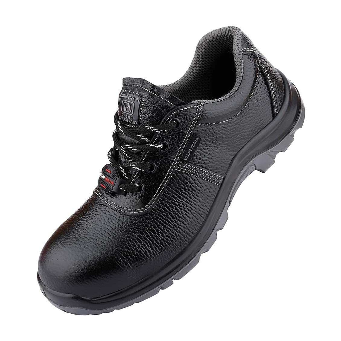 APS 2100 Low Ankle Safety Shoes for Men | Buff Leather Upper | Steel Toe Cap (200J) | PU Double Density Sole | Anti-Slip, Oil Resistant Industrial Work Shoes (Black)-image-36
