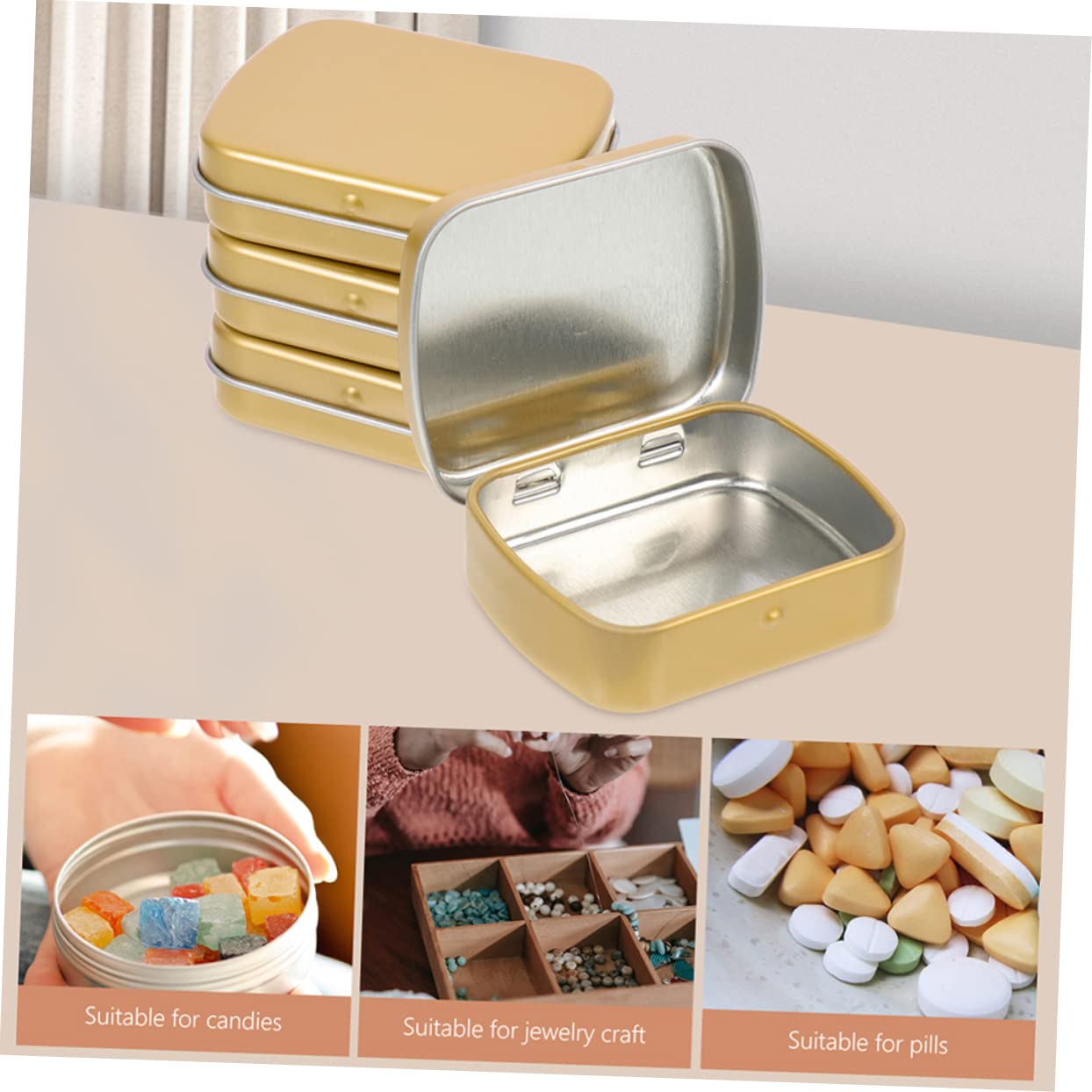 Mini Boîte Rectangulaire Lot de 10 Pièces en Fer-blanc