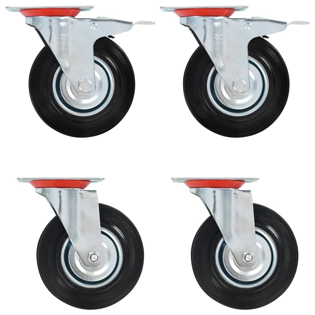 vidaXL 16x Lenkrollen Transportrollen Laufrollen Möbelrollen Schwerlastrollen Laufrolle Industrierolle Rollen Lenkrolle Möbelrolle 125mm Gummi Eisen