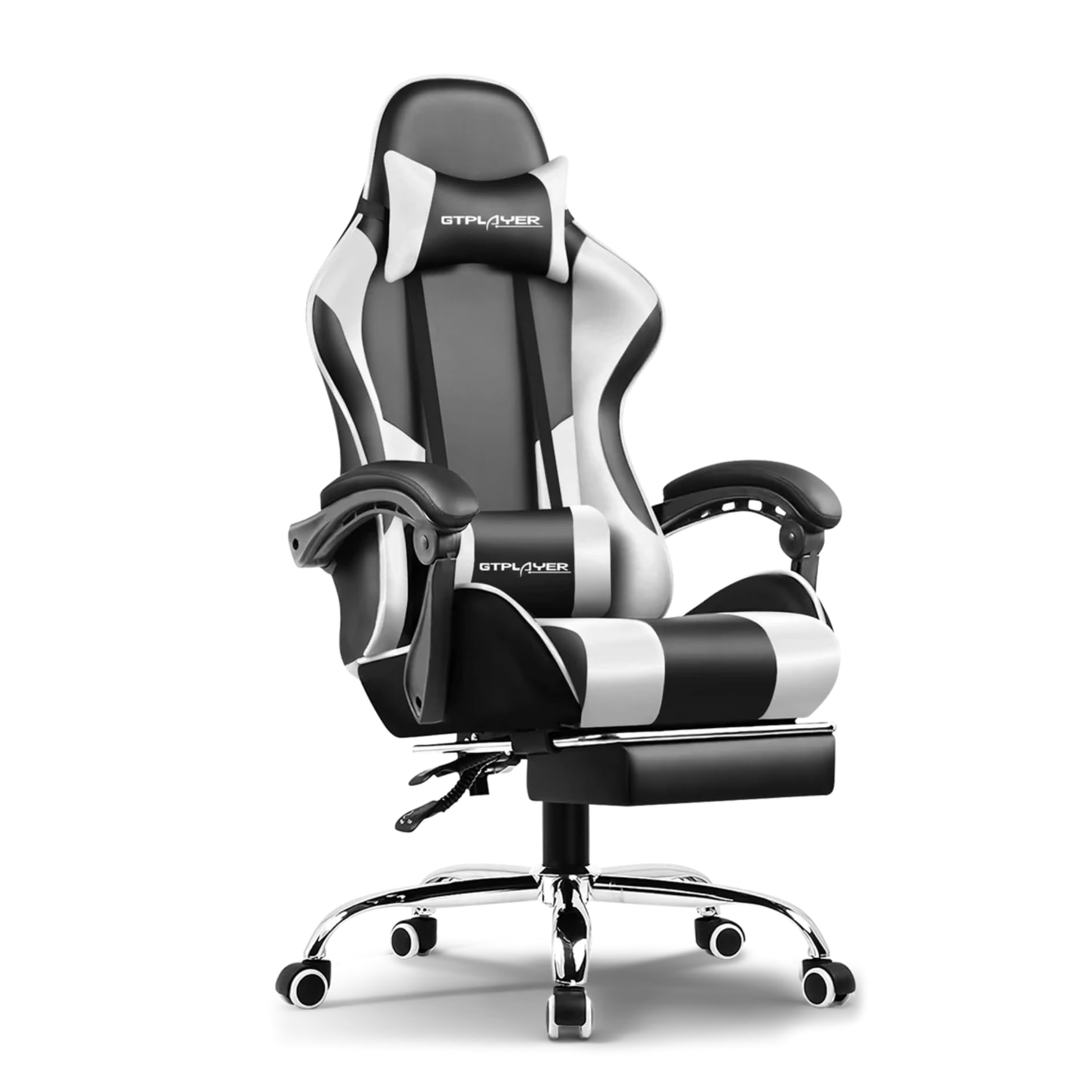 GTPLAYER #1USA Gaming Chair with Massageable Cushion and Footrest, Office Chair for Study Table, Adjustable Swivel Chair with Lumbar Support, Headrest, Ergonomic Design for Office or Gaming (White) (B0DDPYZGFW) Amazon Price History, Amazon Price Tracker