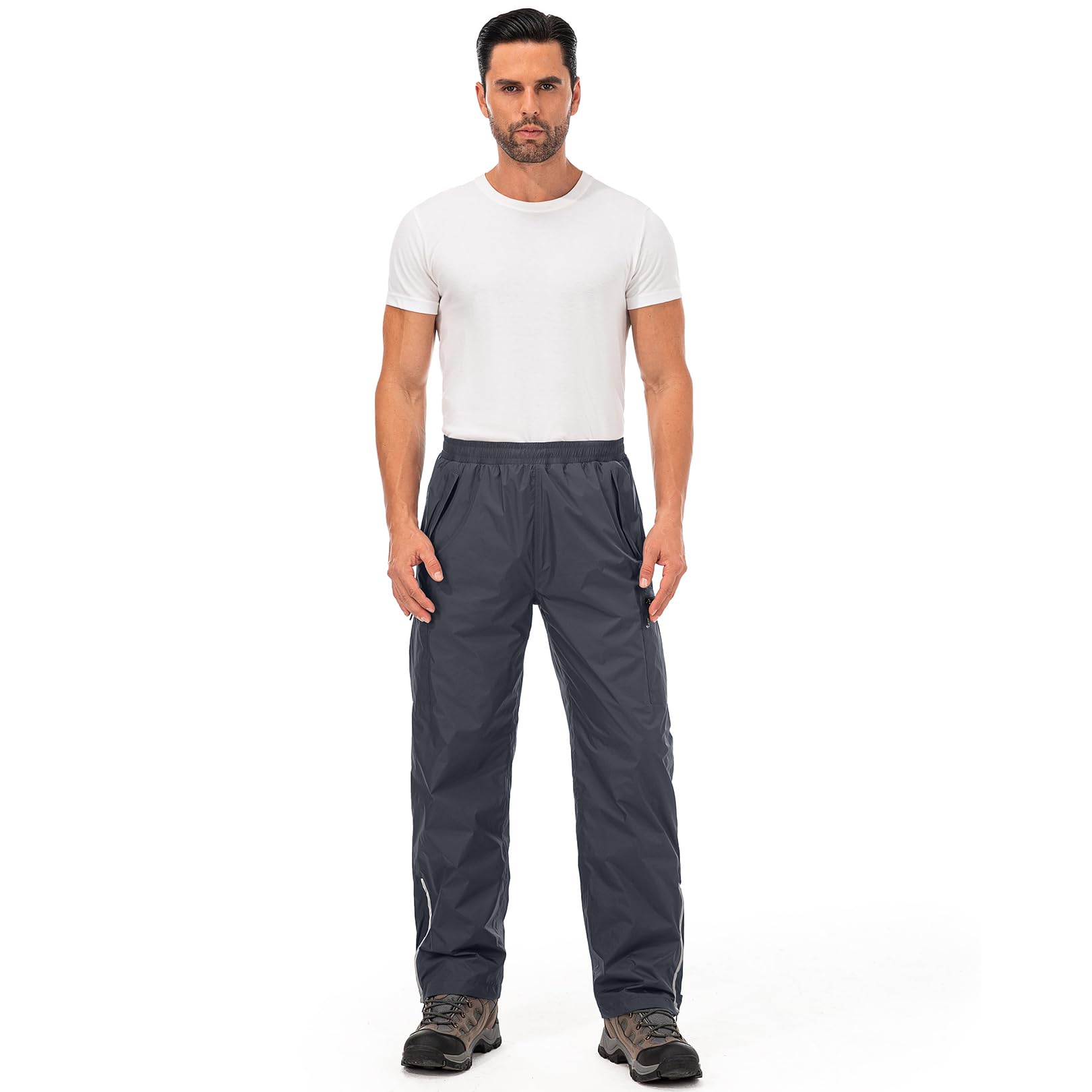 Pantalones impermeables para hombre, transpirables, resistentes al viento, pantalones de exterior, cintura elástica, pantalones ligeros para la lluvia, para senderismo, camping, golf