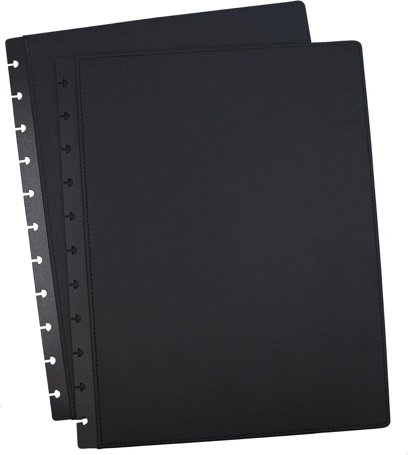 Letter Discbound Journal PU Leather Covers(1 Pair) Compatible with Circa Arc TUL and Happy Planner(Black,Letter)
