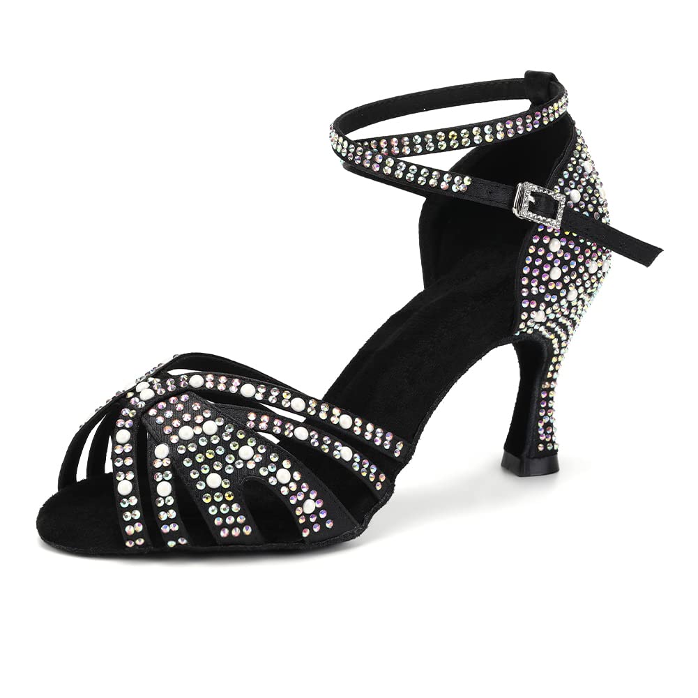 Scarpe da Ballo Latino Donna Strass Tango Salsa Prestazioni Professionale Scarpe da Ballo,Modello-L506