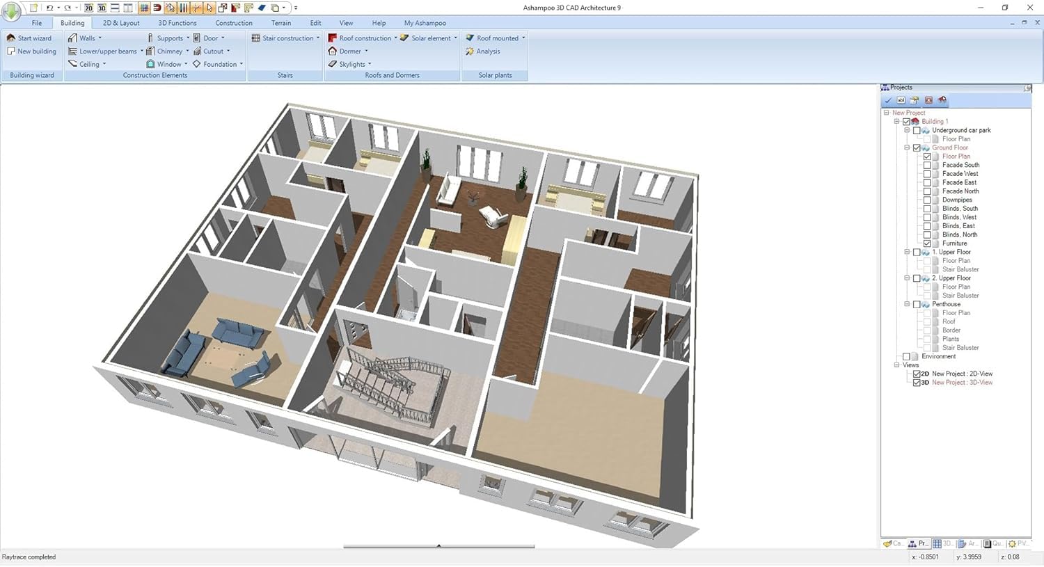 3­D CAD Architecture 11⁠ - design Software for house, garden, balcony, photovoltaic, walls - 2D 3D objects for Win 11, 10