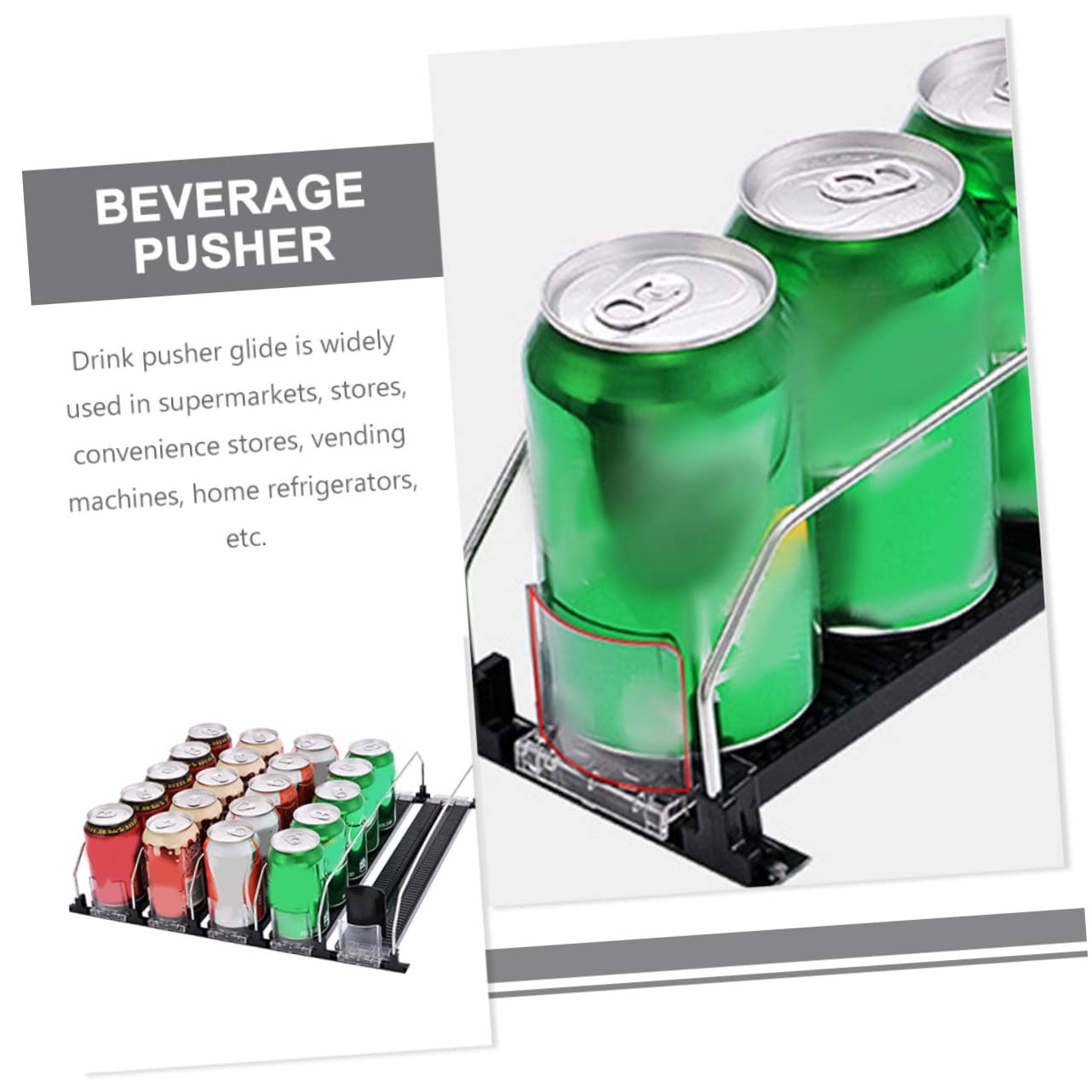 OUNONA Automatic Drink Dispenser Slide Plastic Beverage Pusher Stand for Shop Drink Replenishment Pusher