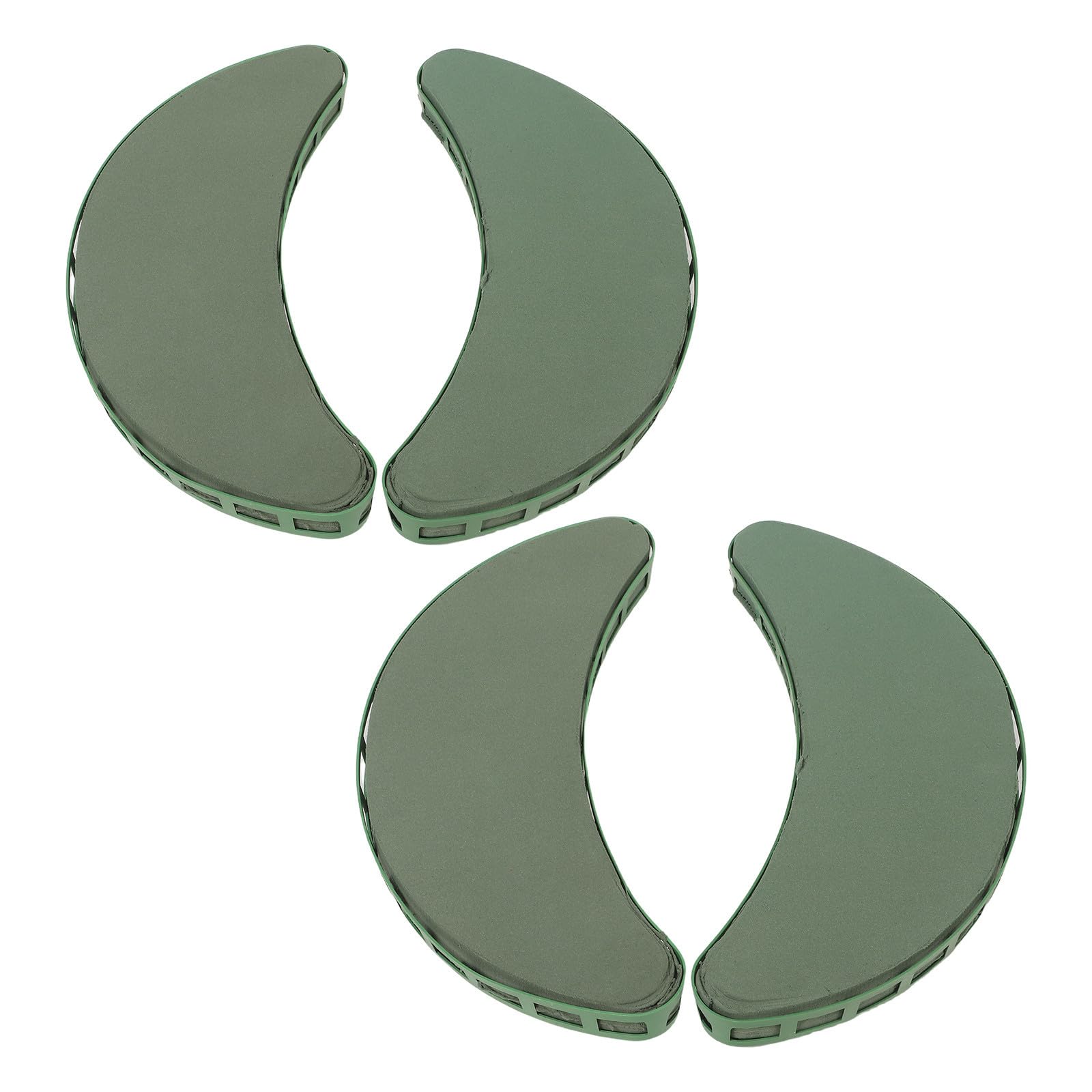 NUOBESTY 2 Paia Base per Composizioni Floreali a Mezzaluna in Schiuma e Pp Verde con Ventosa, Supporta Fiori Freschi e Bouquet Artificiali, Stabile per Decorazioni Nuziali e Centrotavola