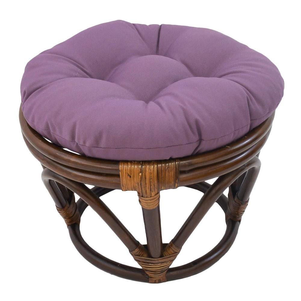 18 Inch Grape Purple Round Footstool Papasan Chair Cushion - Indoor Durable Traditional Style Microsuede Bohemian Frame with Padded Cushion Tufted Thick Pad Blazing Needles Rattan Standard Ottoman