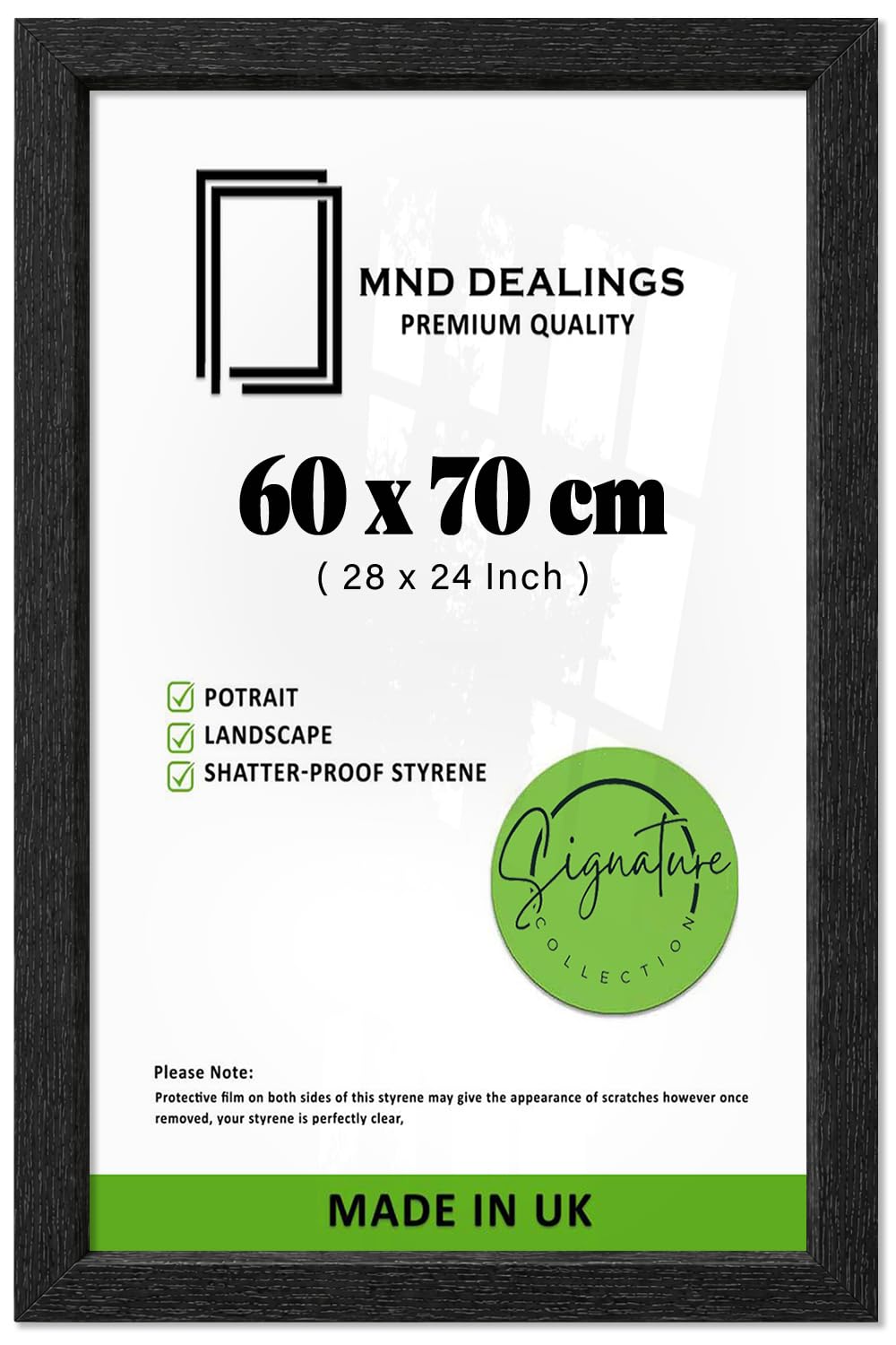 MND Dealings | Elegant Large Rectangle Poster Picture Frame (60 X 70 CM) — Solid Engineered Wood Finish With Hanging Hooks, Handmade 28 X 24 Inch Wall Display In Black For Home Gallery — image 1