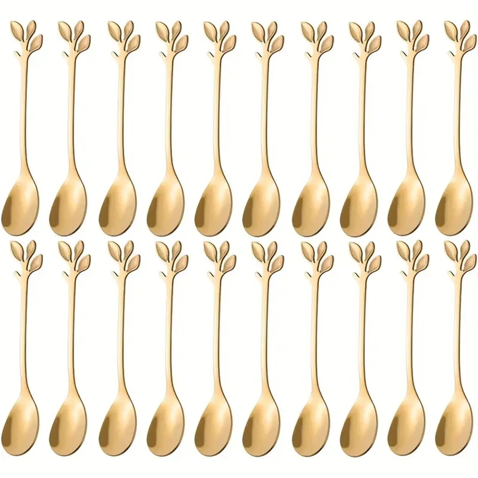 Cucharas de Café Vajilla Cuchara de café Creativa for 20 Piezas, Juego de cubertería Cuchara de café pequeña Dorada for Utensilios de Cocina for el hogar, Cuchara Espresso