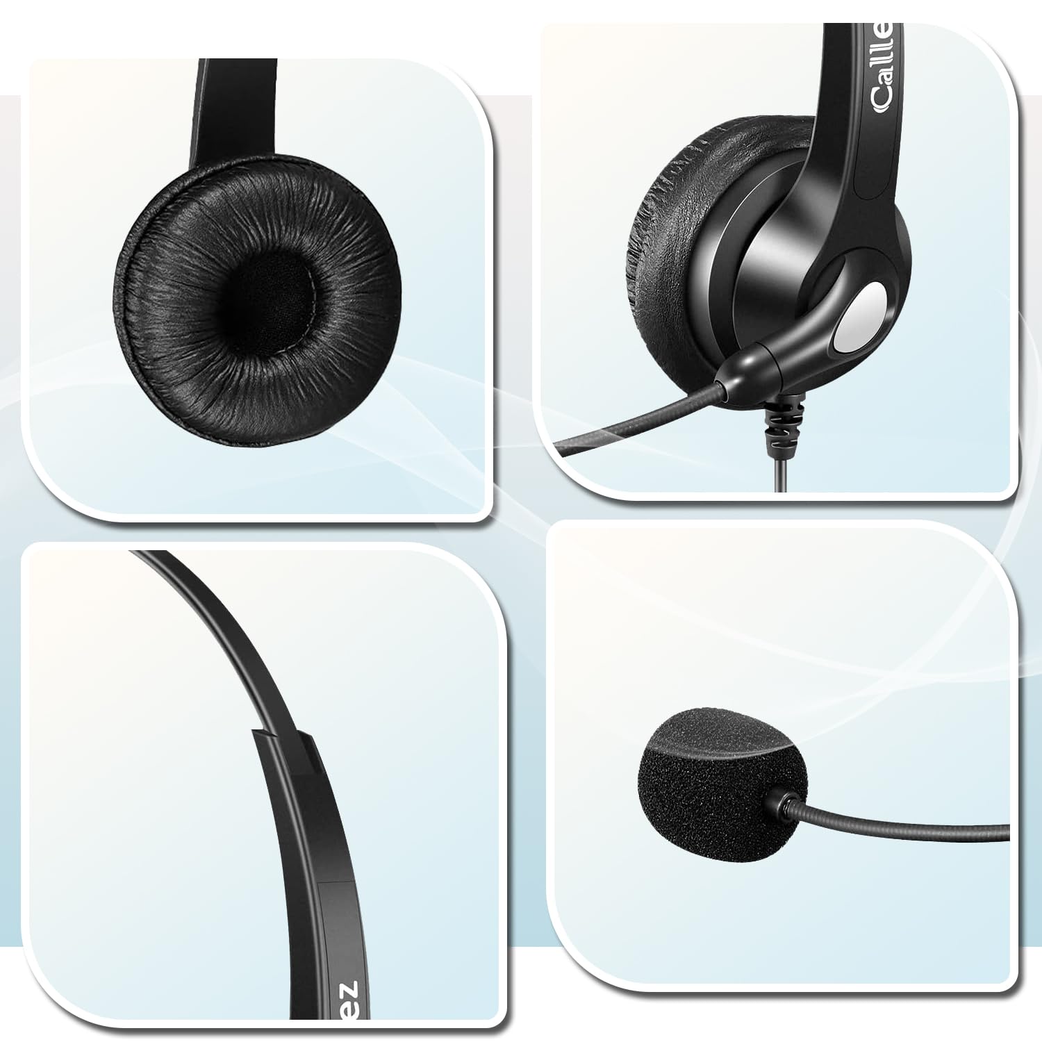 Casque Téléphone Fixe 2,5 mm avec Micro Anti-Bruit, Oreillette Filaire pour Gigaset C430A C530A Panasonic Cisco Spa 303 Polycom Grandstream Zultys Téléphones sans Fil Dect Bureau Centre d'appel