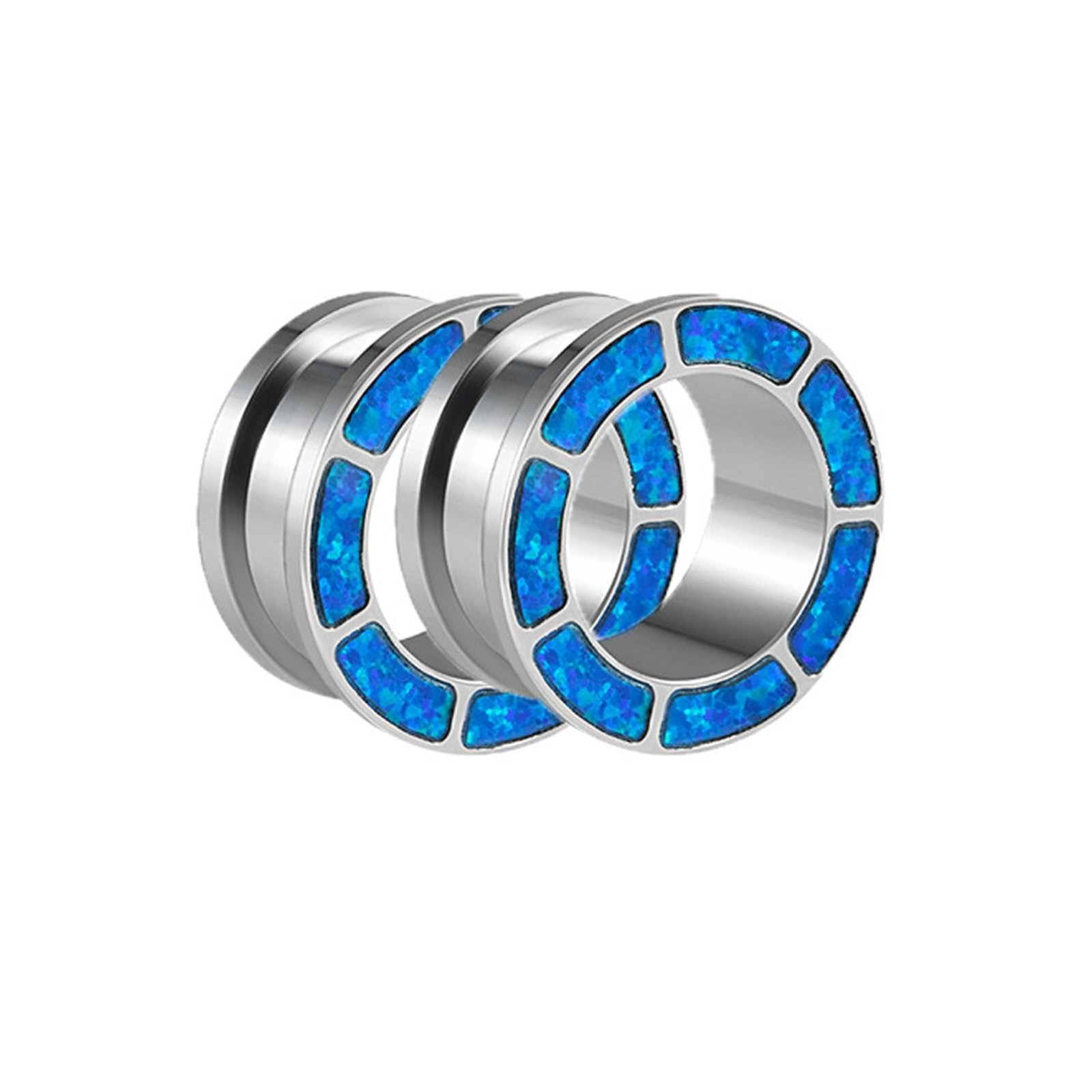 Gualiy 2 Pièce Ecarteur Oreilles 8-25mm Femme, Ecarteur Tunnel Oreille Acier inoxydable Vis Arrière avec Opale, Argent