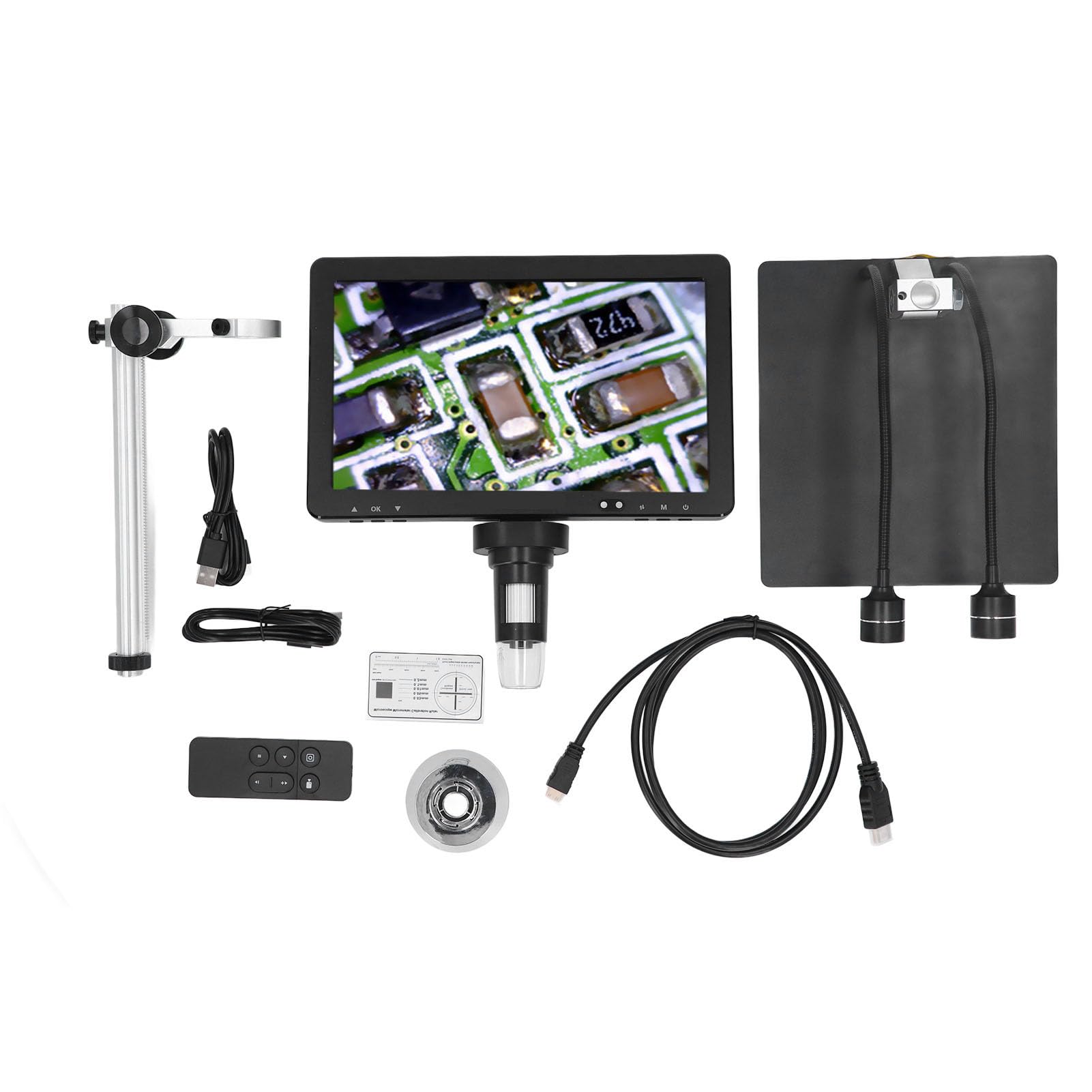 Fafeicy Mikroskop Cyfrowy z lupą na Monety 1500X z Ekranem IPS 10.1 do Lutowania i Wykrywania Błędów, Kompatybilny z Telewizorem PC, Nagrywanie HD dla Dorosłych i Hobbystów