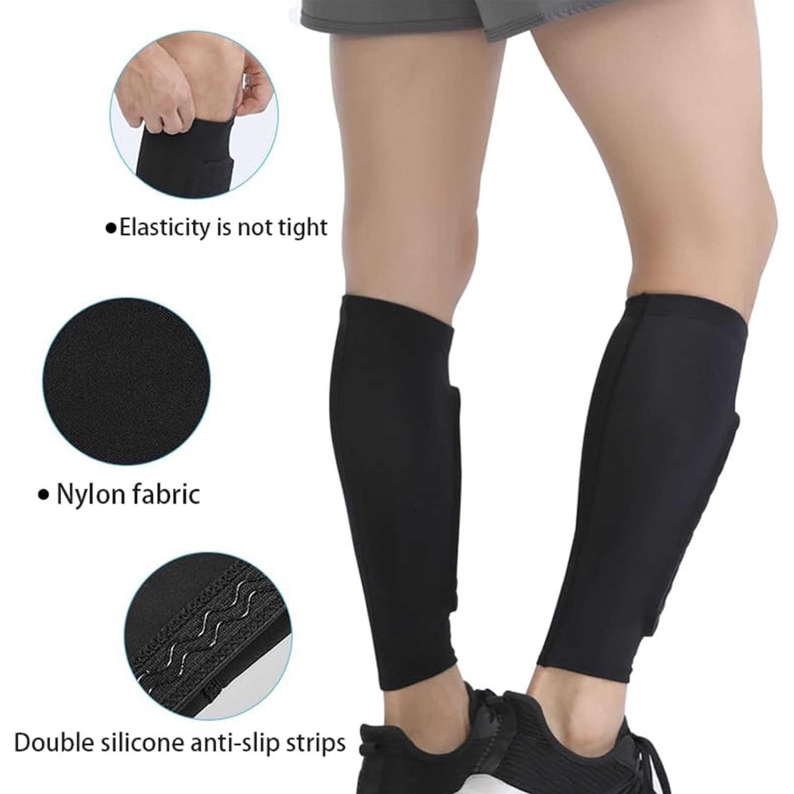 Chaussette Protege Tibias Ski Anti-Collision Longs élastiques Structure Nid d'abeille pour Skier Football