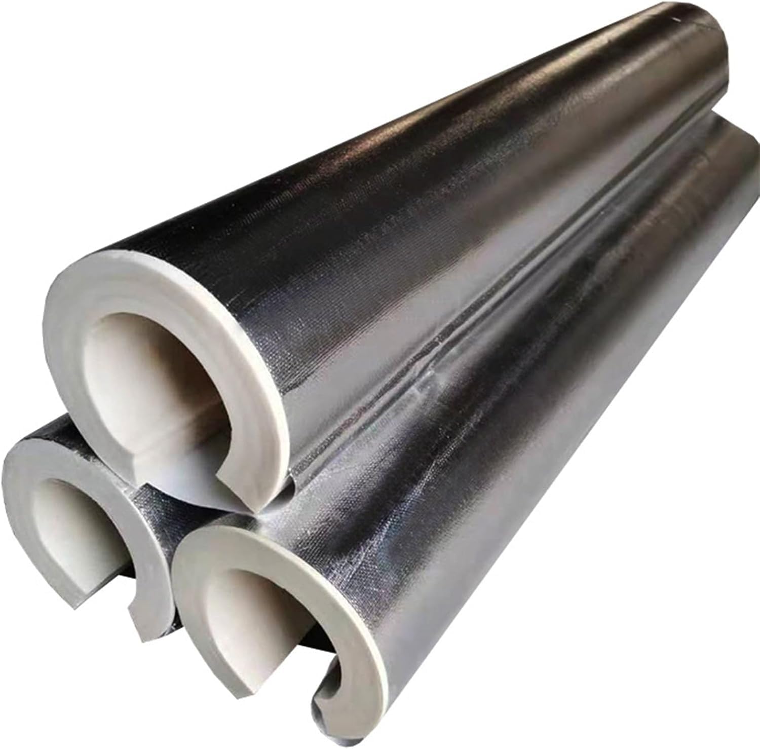 Outdoor Foam Pipe Insulation ID 16-108mm, Tube Thickness 10mm-30mm, Length 95/2cm Slit Self-Seal Pipe Lagging Dustproof with Aluminum Foil for Indoor Pipe(ID108XT30mmX L0.95M)