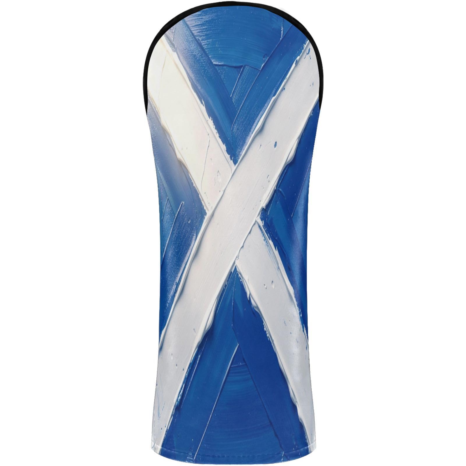 Golf Club Head Cover Headcover with Interchangeable No. Tags for Woods and Driver Fairway Hybrid Oil Painting Flag Scotland