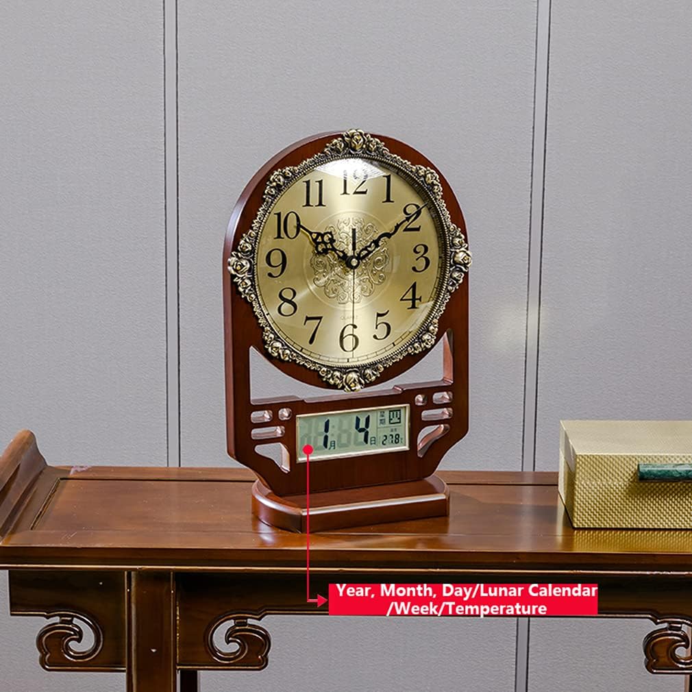 Mantel Clock, Bedside Bedroom Decor Desk Clocks, Silent Table Clock European Style Retro Desk Clock Dial Easy to Read for Living Room/Bedroom,