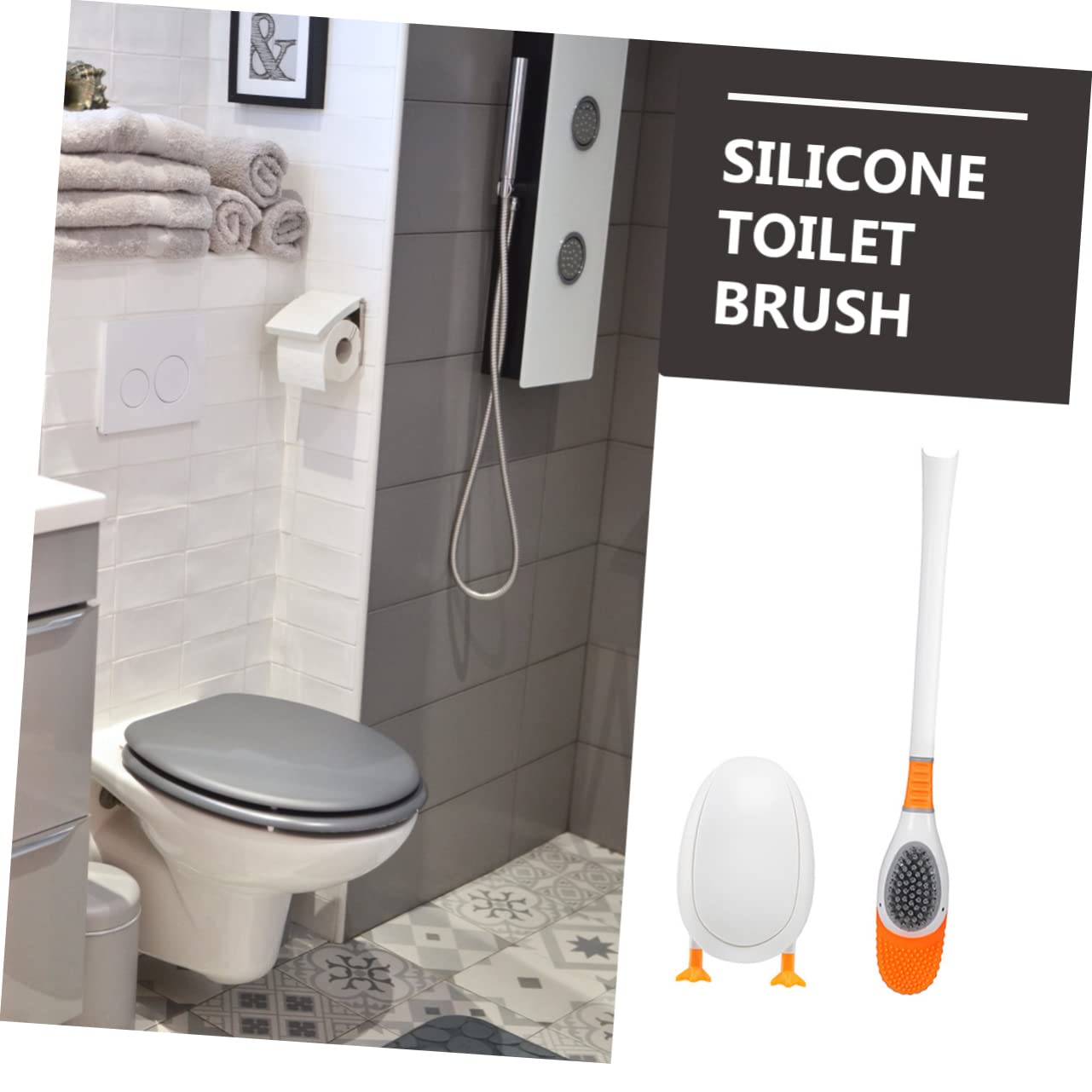 Juego de cepillos de inodoro – Cepillo de limpieza de baño resistente con cerdas suaves y limpiador multisuperficie para suelo de bañera y baño – Solución de higiene sin esfuerzo
